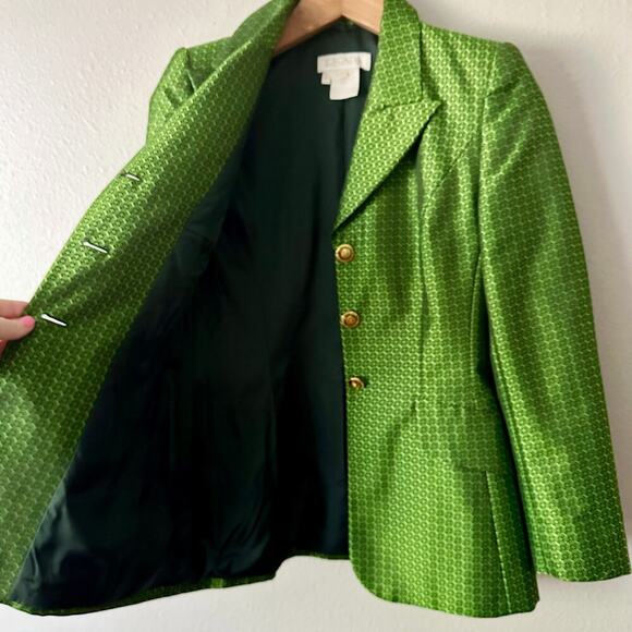 Escada Margaretha Ley Green Jacquard Women's Blazer EU Size 36 US Size Small - Picture 5 of 14